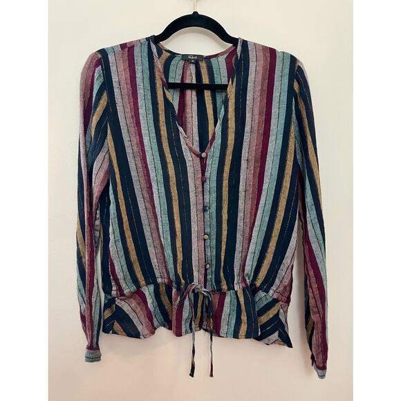 Rails Beaux Striped‎ Tie Metallic Waist Top XS - Picture 6 of 7